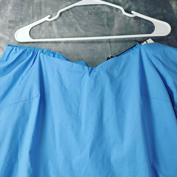 Shinestar Off-Shoulder Cropped‎ Top With Flared Sleeves Size L Blue NWT - Picture 7 of 10